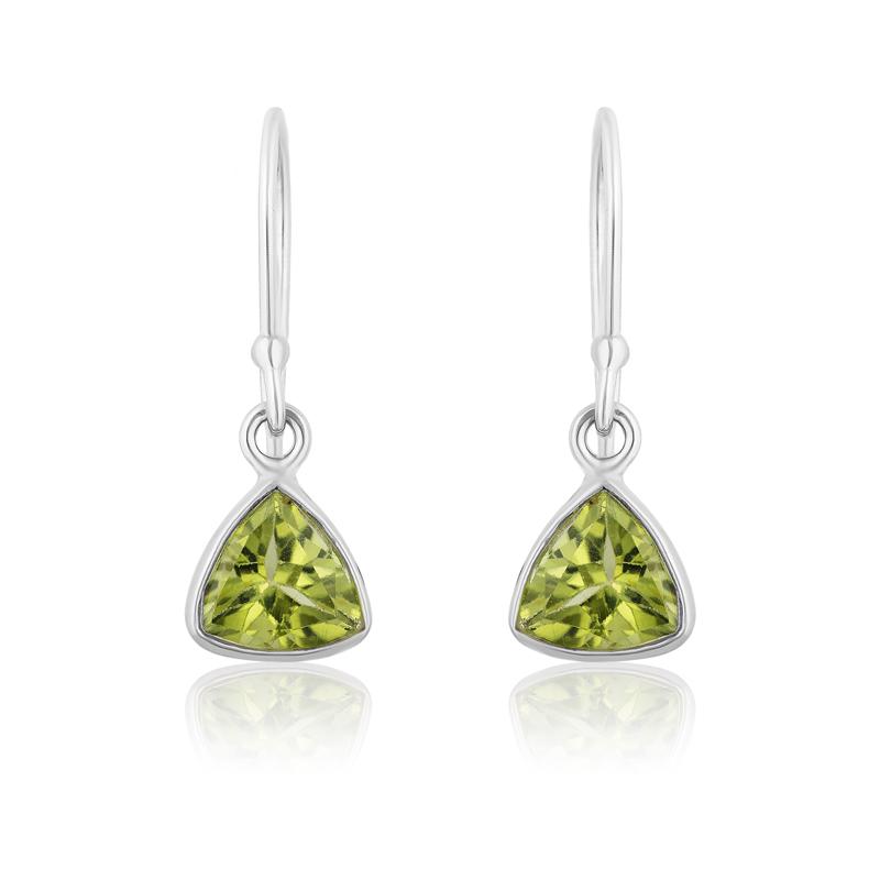 Peridot Trillion Cut Drop Earrings